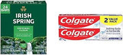 Irish Spring Bar Soap for Men, Original Clean, Smell Fresh and Clean for 12 Hours & Colgate Baking Soda and Peroxide Toothpaste, Whitening Brisk Mint Flavor, Whitens Teeth