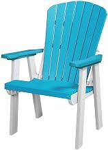 Aruba Blue Fan Back Chair, All-Weather HDPE Outdoor Dining or Relaxation Chair, Heavy-Duty and Comfortable