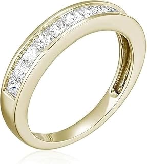 1.50 CT Princess Cut Diamond Channel Set Half Eternity Ring for women's Wedding Band 925 Sterling Silver 14K Yellow Gold Finish.