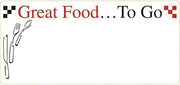 HUBERT White 12-Up Laser Labels Imprinted Great Food to Go - 3 1/2" L x 1 5/8" H, 780 Per Pack