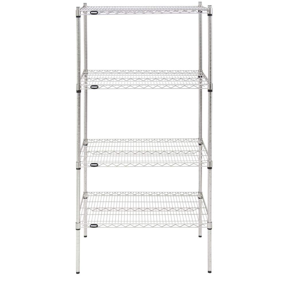 Shelving Unit for 4 Shelves Silver Metal - 36" L x 24" W x 74" H by HUBERT – Alloy Steel, Silver, Model K2436-4TA