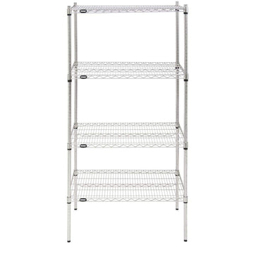 Shelving Unit for 4 Shelves Silver Metal - 36" L x 24" W x 74" H by HUBERT – Alloy Steel, Silver, Model K2436-4TA