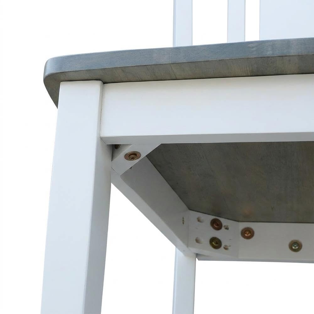 Solid Wood Dining Chair with Splatback Design by Furnifact – Wood, White and Heather Gray