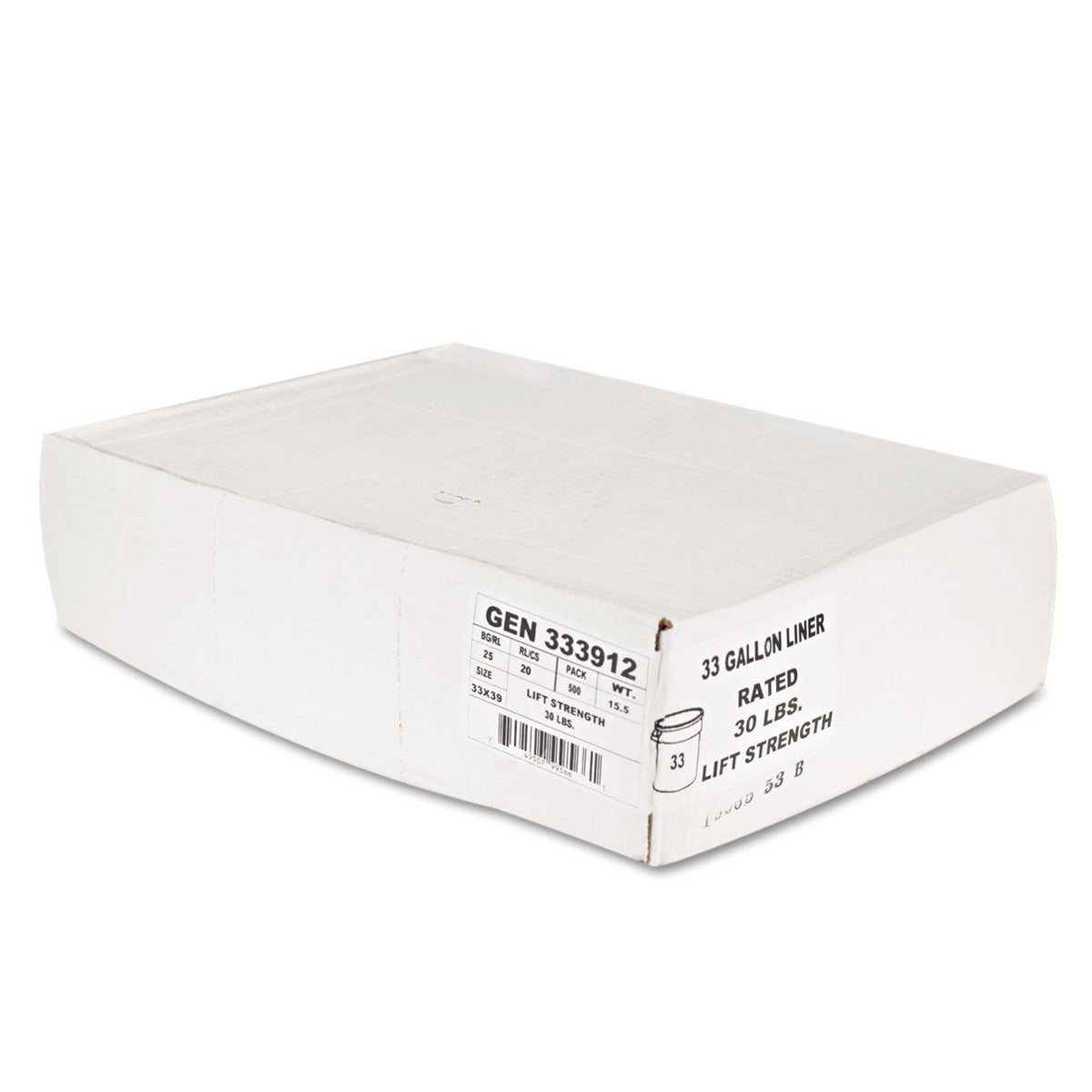 Z6639LN GR1 33 Gallon 9 mic 33 in. x 39 in. High-Density Can Liners - Natural (25 Bags/Roll by Boardwalk – 1 Count (Pack of 500), 33.0 gallons, High-Density Polyethylene (HDPE)