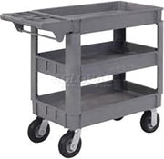 Global Industrial Small Deluxe 3 Shelf Plastic Utility & Service Cart, 6" Pneumatic Casters, 40"L x 17"W x 35"H
