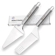 Paxnok Pie Server and Cake Cutter Set, Stainless Steel, Silver 10 Inches