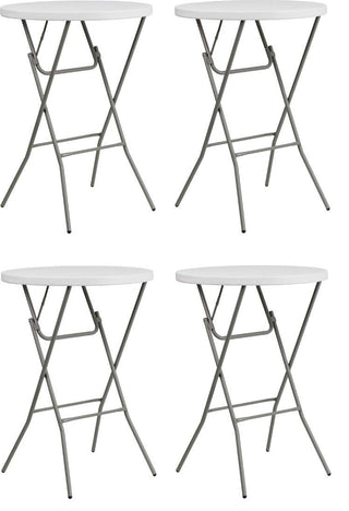 32" Round Granite White Plastic Bar Height Folding Table (4 Pack) by Flash Furniture – 31.5 in x 31.5 in x 43.5 in (Pack of 4), Plastic, White, Pack of 4