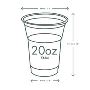 Clear PLA Cold Cups by Vegware – 20oz, 20.0 fluid_ounces, Plastic, Clear, Pack of 1000