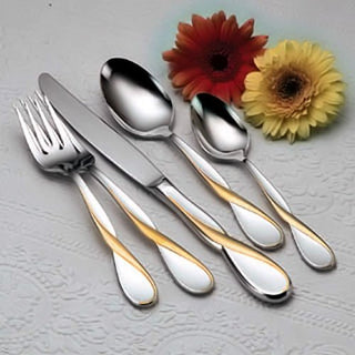 Golden Aquarius 45 Piece Service 8 Fine Flatware by Oneida – Stainless Steel, Silver