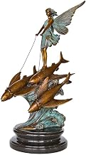 Fairy with Fishes Brass Sculpture Figurine Faery Statue Art Classy Girl Room Ornament Gift