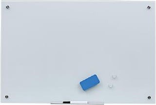 MasterVision River Magnetic Dry Erase Tempered Glass White Board, 24" x 36", Frameless Design, Wall Mount Kit Included