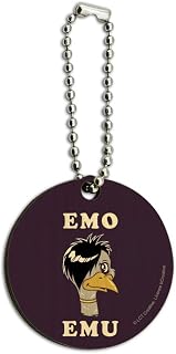 GRAPHICS & MORE Emo Emu Funny Humor Wood Wooden Round Keychain Key Chain Ring