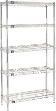 Nexel Adjustable Wire Shelving Unit, 5 Tier, Commercial Dry Storage Rack, 21" x 36" x 86", Chrome