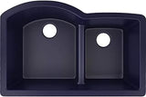 Elkay ELXHU3322RJB0 Quartz Luxe Offset 60/40 Double Bowl Undermount Sink with Aqua Divide, Jubilee