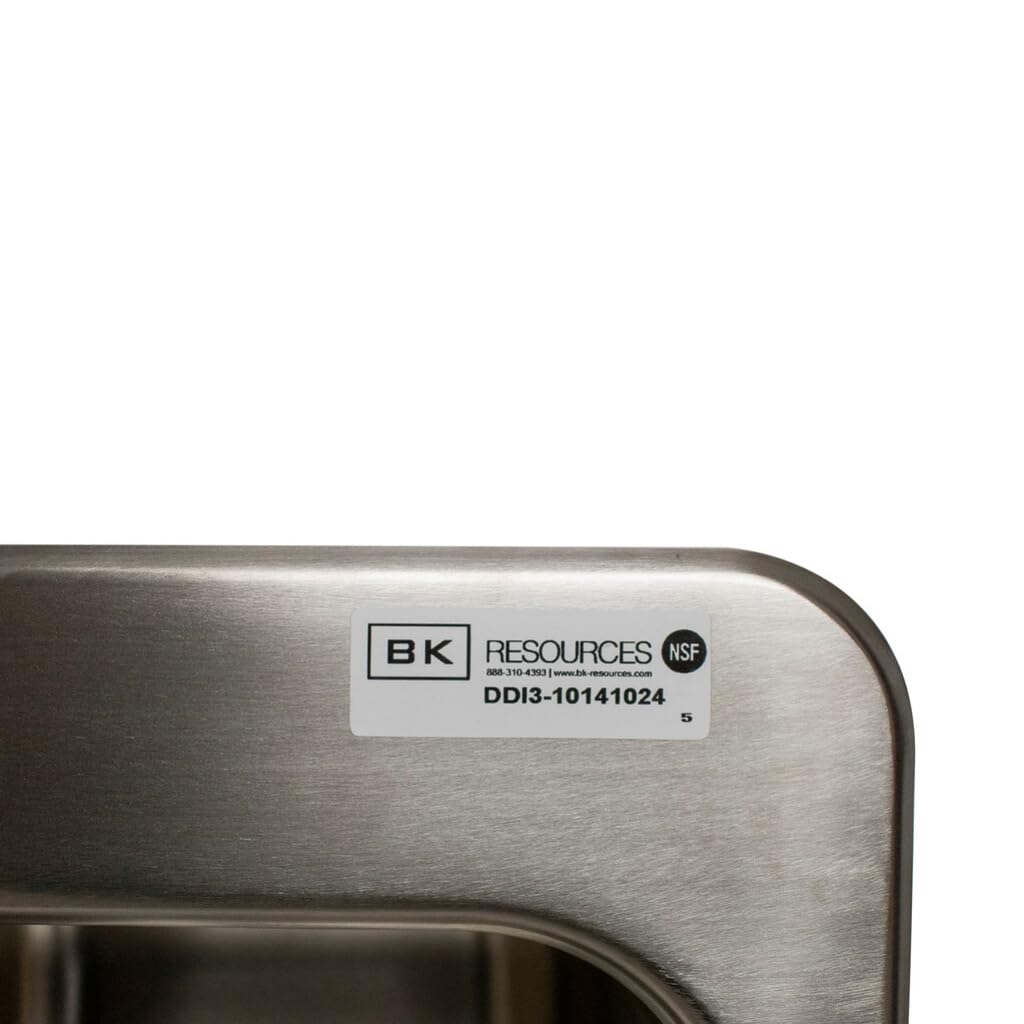 BK Resources NSF Commercial 3 Compartment Drop in Sink – 10 x 14 x 10 inches, Stainless Steel, Silver, Model DDI3-10141024