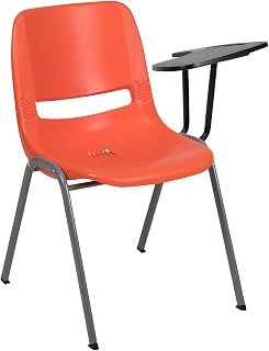 Flash Furniture Hercules Ergonomic Stack Chair with Gray Frame, Orange | Ergonomic, Shell Seat, 880 LBS. Weight Capacity