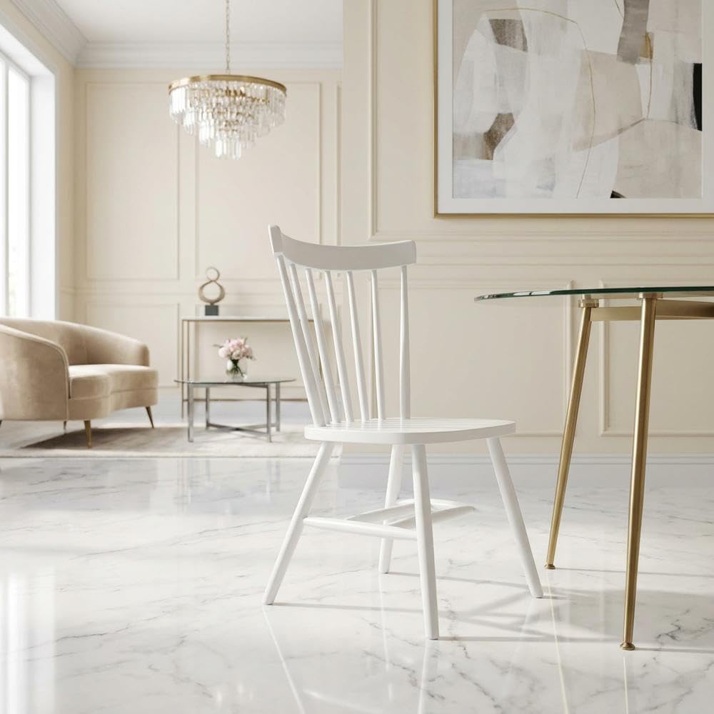 Parawood Dining Chair with Solid-Wood Frame by Furnifact – Parawood, White