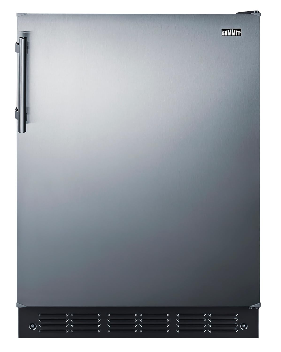 Summit 24” Wide Under Counter Refrigerator 5.1 cu.ft. Made in Europe with Automatic Defrost Operation by Summit Appliance – 5.1 cubic_feet, Silver, Model FF708BLSS