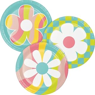 Creative Converting Flower Power Dessert Plates, 8 Count