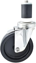 BK Resources 5" Polyolefin 1-1/2" Expanding Stainless Steel Stem Swivel Caster for Work Tables with Top Lock Brake, NSF, 300lb Capacity Per Wheel
