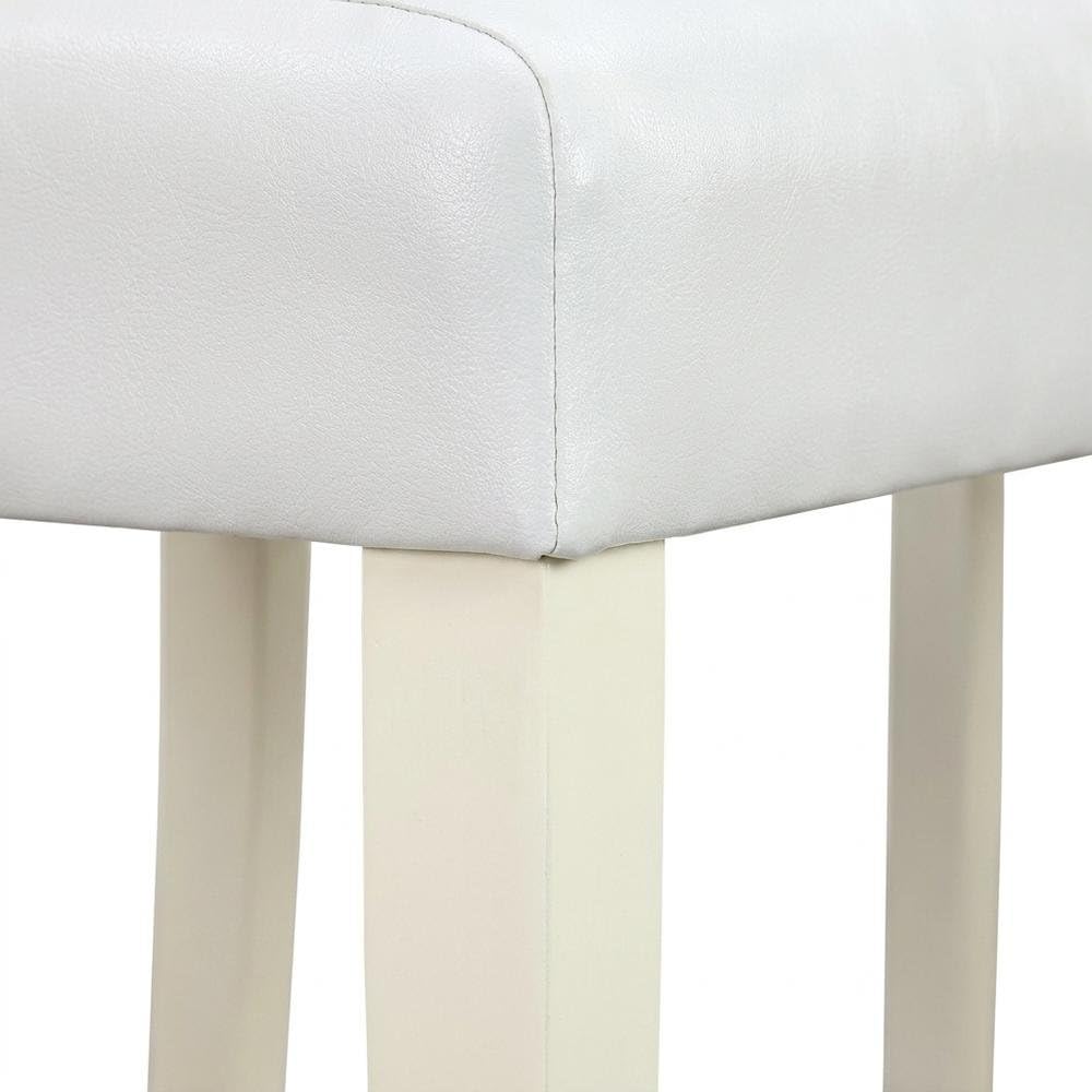 Faux Leather-Upholstered Parsons Dining Chair by Furnifact – Rubberwood, Linen White, Pack of 2