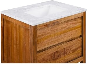 Oakman 30 in. W x 22 in. D x 34.7 in. H Single Sink Bath Vanity in Mango Wood with Carrara White Marble Top OA30CW00MW-000000000