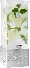 Rosseto LD161 Iris Rectangle Stainless Steel and Acrylic Beverage Dispenser, 2 gal, Grey
