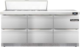 SW72-12-FB-D Sandwich Unit, 72" W, With 12 Pan Top Openings, Six Drawers & Front Breathing