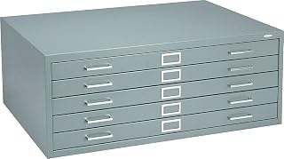 Safco Products Flat File for 36" W x 24" D Documents, 5-Drawer (Additional Options Sold Separately), Gray, 4994GRR
