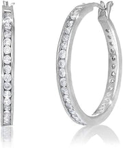 Sterling Silver Eternity Hoops Channel-set Cubic Zirconia Hoop Earrings
