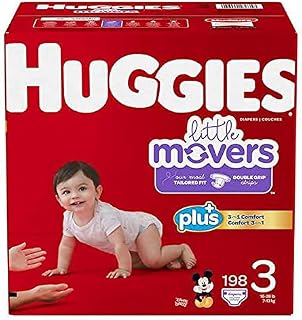 HUGGIES Little Movers Plus Diapers, Size 3 (198-Count)