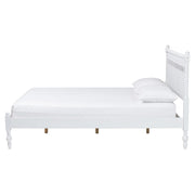 Callison Spindle Platform Bed Turned Bed Frame White Full by Baxton Studio – Full Size, Rubberwood, White, Model 1.93271E+11