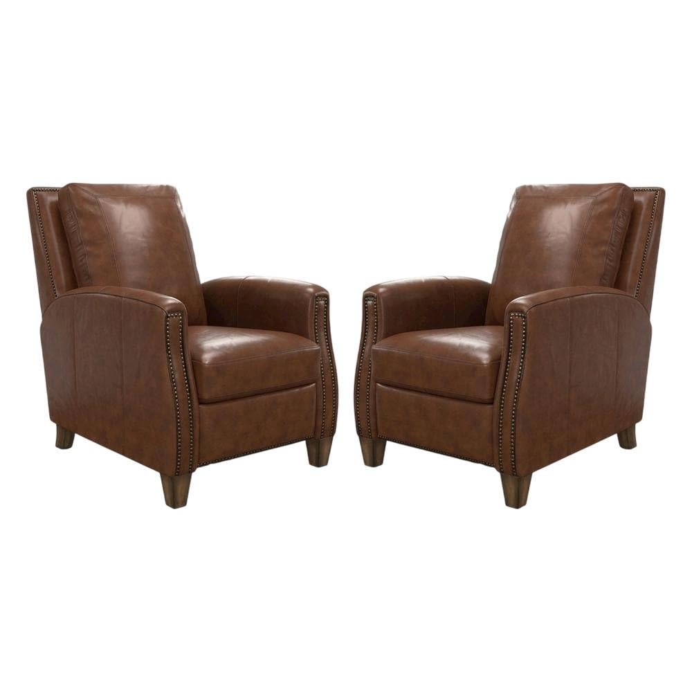 Brown Chestnut Charm Manual Recliner Two Pack by Starlight Canyon Home – Top Grain Leather with Match (X), Brown, Pack of 2
