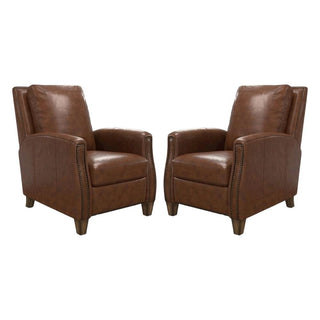 Brown Chestnut Charm Manual Recliner Two Pack by Starlight Canyon Home – Top Grain Leather with Match (X), Brown, Pack of 2