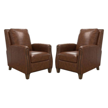 Brown Chestnut Charm Manual Recliner Two Pack by Starlight Canyon Home – Top Grain Leather with Match (X), Brown, Pack of 2
