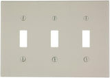 Leviton 3-Gang Toggle Device Switch Wallplate, Standard Size, Thermoset, Device Mount, 78011, Light Almond