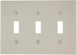 Leviton 3-Gang Toggle Device Switch Wallplate, Standard Size, Thermoset, Device Mount, 78011, Light Almond