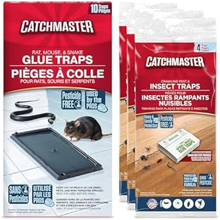 Catchmaster Mouse & Insect Glue Board Bundle, 10 Pk Mouse Glue Traps & 12 Pk Insect Glue Boards, Mouse Traps Indoor for Home