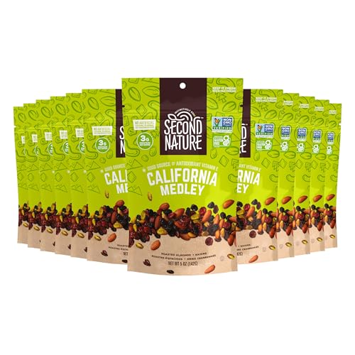Second Nature California Medley / 5 Ounce (Pack of 12) / Small Pouch Snack & Trail Mixes