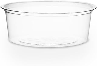 Vegware Clear PLA Plastic 2oz Containers, Case of 2000, Small Portion Condiment Sauce Containers, Renewable Plant-Based Sample Cups, Lid Available, Disposable