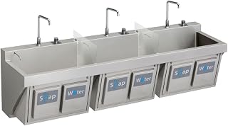 Elkay EWSF39026KWSC Stainless Steel 90" x 23" x 26", Wall Hung Triple Station Surgeon Scrub Sink Kit