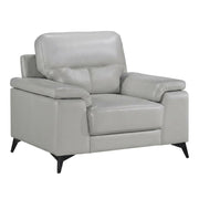 Leather-Upholstered Armchair with Solid Arms by Starlight Canyon Home – Leather, Grey