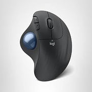 Logitech Ergo M575S Wireless Trackball Mouse, Wireless Ergonomic Mouse with Bluetooth and Encrypted Dongle, Comfortable Thumb Control for PC/Mac - Graphite Blue Ball (RENEWED)