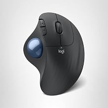 Logitech Ergo M575S Wireless Trackball Mouse, Wireless Ergonomic Mouse with Bluetooth and Encrypted Dongle, Comfortable Thumb Control for PC/Mac - Graphite Blue Ball (RENEWED)