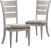 Starlight Canyon Home Solid Wood Ladder-Back Side Chairs Set of 2, Farmhouse Kitchen Chairs for Dining Room and Dining Table, Weathered White & Parchment