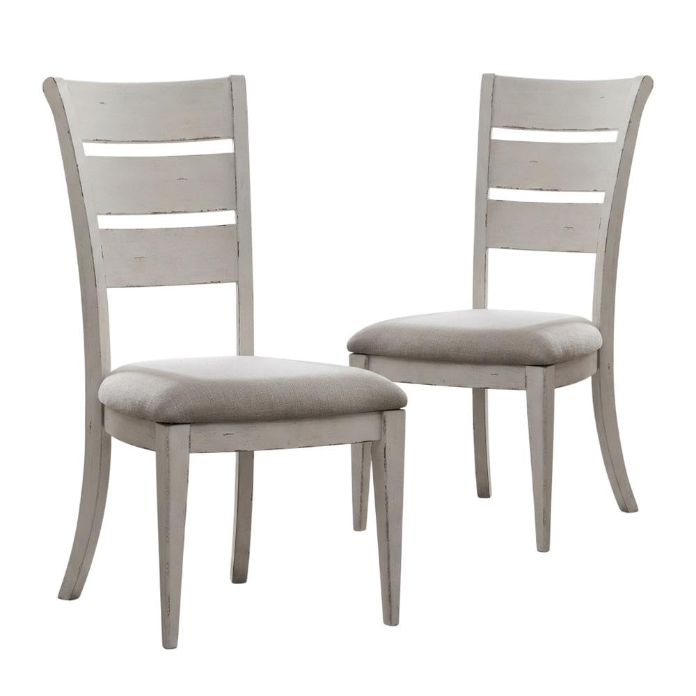 Solid Wood Ladder-Back Side Chairs Set of by Starlight Canyon Home – Poplar Solids, Paint Grade and amp, Spruce Veneers, White, Pack of 2