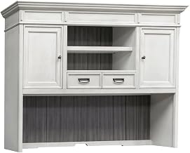 Starlight Wood Hutch with Doors, 2 Wire Doors, 2 Utility Drawers, 1 Adjustable Shelf, White Storage Top for Credenza
