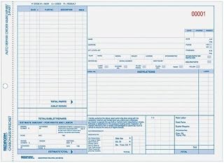 Wholesale CASE of 10 - Rediform Auto Repair Order Forms-Auto Repair Order Form, Speediset,3-Part,50/PK,8-1/2"x11"