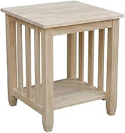 Furnifact Unfinished Tall End Table with Simple Design, Versatile Accent Piece for Living Room or Bedroom, Sturdy Construction, Modern Style