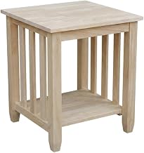 Furnifact Unfinished Tall End Table with Simple Design, Versatile Accent Piece for Living Room or Bedroom, Sturdy Construction, Modern Style